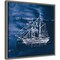 Sailing Ships V Indigo by Wild Apple Portfolio 16-in. W x 16-in. H. Canvas Wall Art Print Framed in Grey
